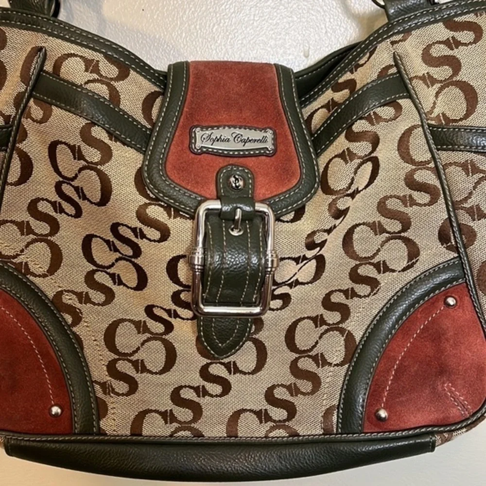 Sophia Caperelli shoulder bag brown tan burgundy